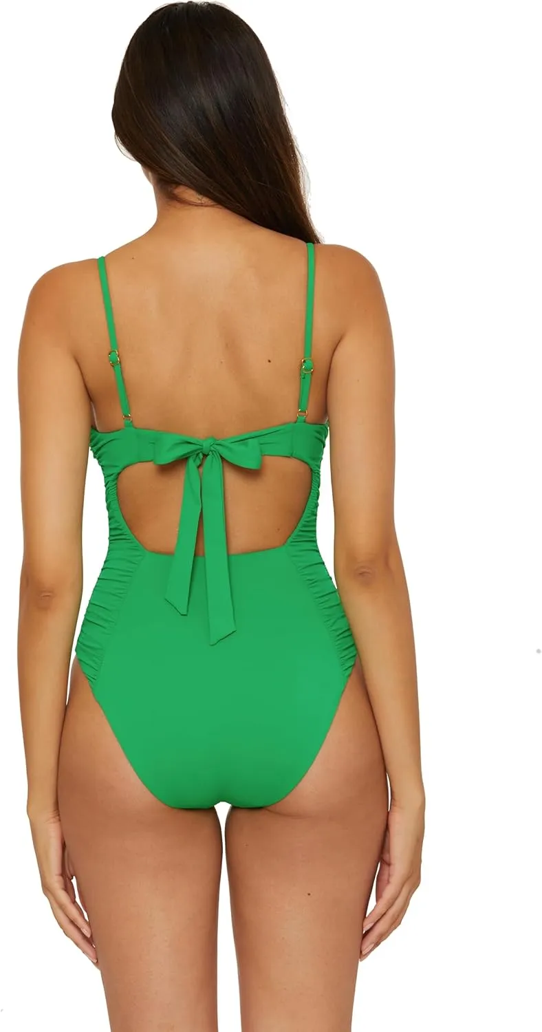BECCA Women's Color Code Shirred One Piece Swimsuit, Adjustable, Bathing Suits