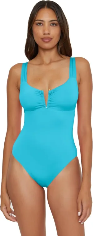 BECCA Women's Color Code V-Wire One Piece Swimsuit, Adjustable, Bathing Suits