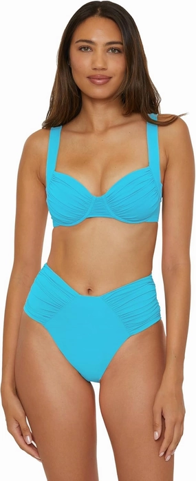 BECCA Women's Color Code Shirred Underwire Bikini Top, Adjustable, Tie Back, Swimwear Separates