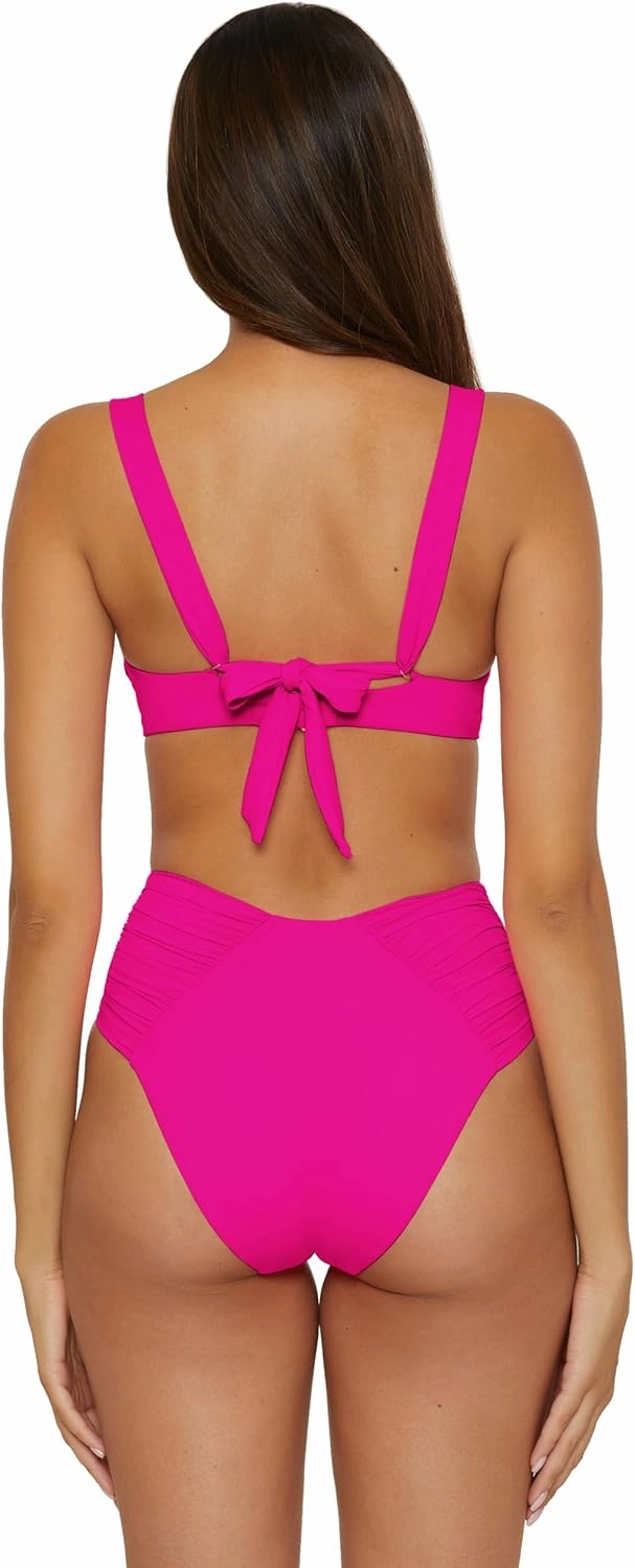 BECCA Women's Color Code Shirred Underwire Bikini Top, Adjustable, Tie Back, Swimwear Separates