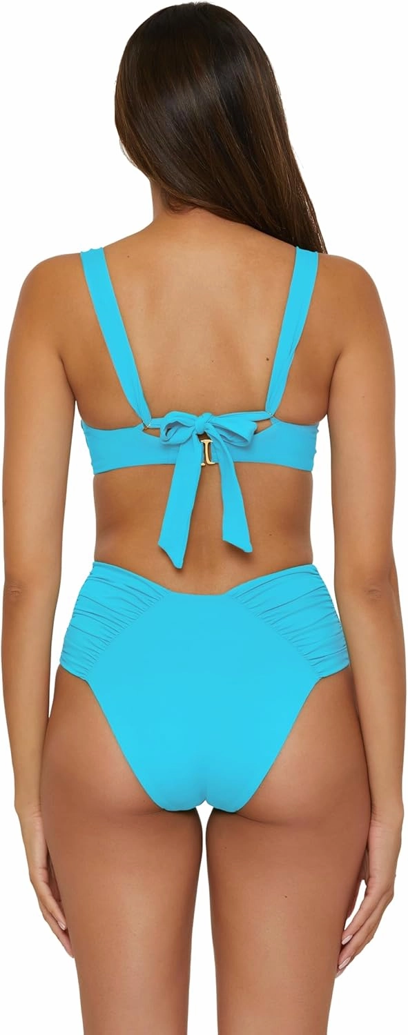 BECCA Women's Color Code Shirred Underwire Bikini Top, Adjustable, Tie Back, Swimwear Separates