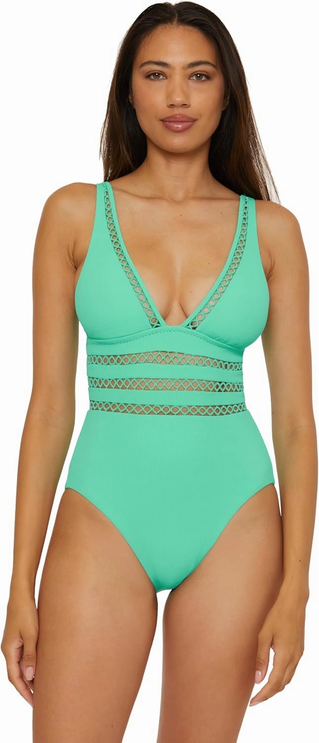 BECCA Women's Modern Edge One Piece Swimsuit, Adjustable, Bathing Suits