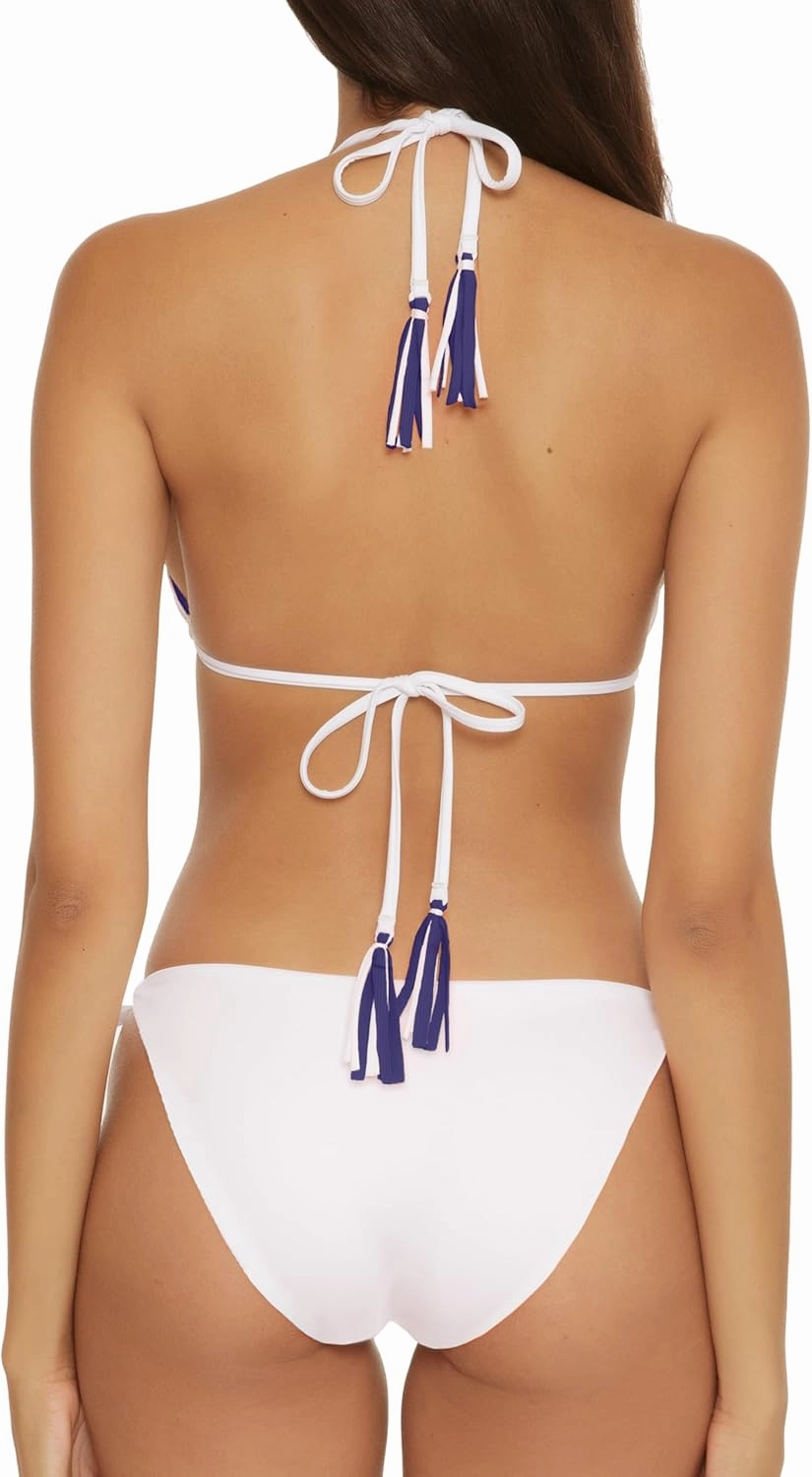 BECCA Women's Modern Edge Reversible Triangle Top and Tie Side Bottom Bikini Set, Adjustable, Two Piece Swimsuits