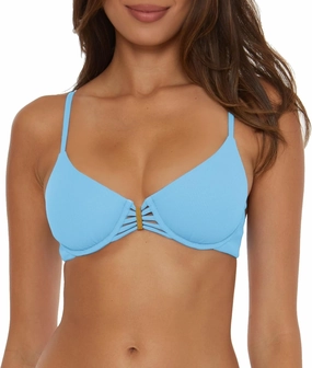 BECCA Women's Standard Modern Edge Underwire Bikini Top, Adjustable, Swimwear Separates