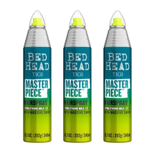 Bed Head TIGI Masterpiece Shiny Hairspray with Strong Hold - For All Hair Types - Extra Strong Hold & Shiny Finish - Use on Dry Hair - Premium Hair Care Products for Women & Men - 10.3 oz (3 Pack)