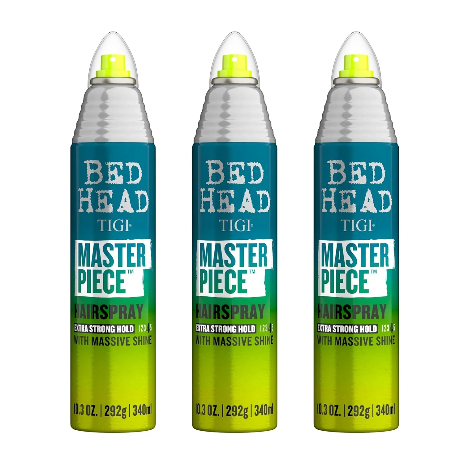 Bed Head TIGI Masterpiece Shiny Hairspray with Strong Hold - For All Hair Types - Extra Strong Hold & Shiny Finish - Use on Dry Hair - Premium Hair Care Products for Women & Men - 10.3 oz (3 Pack)