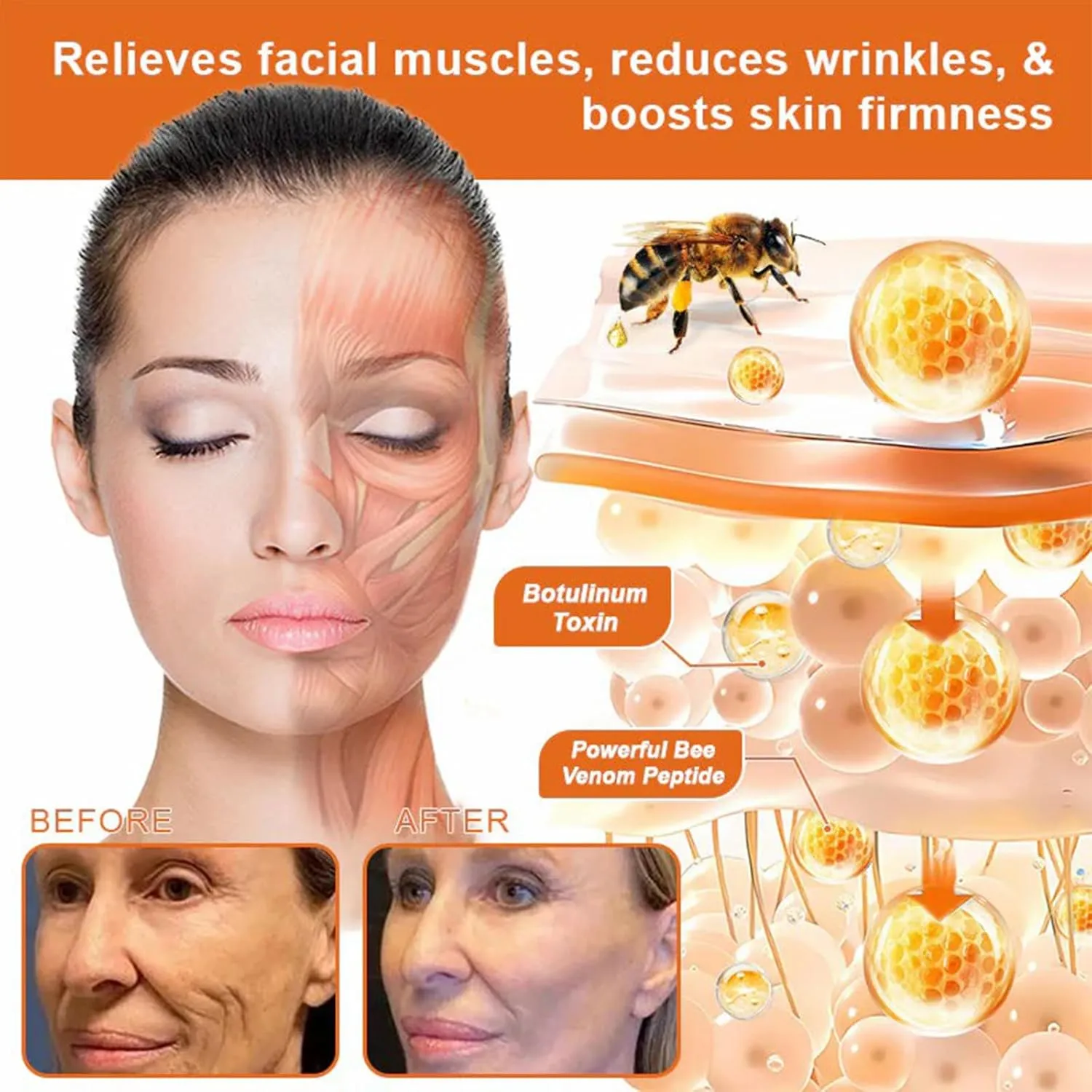 Bee Venom Comprehensive Cream, Professional bee venom cream for Removing and Repair, APKAPK Bee Venom Skin Treatment Cream, Natural Serum Suitable for All Skin Types (4 Pack)