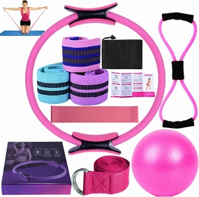 Better Pilates Kit, Home Pilates Essentials Kit for Women, Yoga Sets for Women, Hip Exercise Band Yoga Ball 25cm Figure 8 Resistance Band