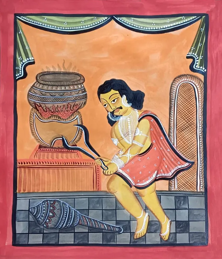 Bheem Dev in Kalighat by Manoranjan Chitrakar