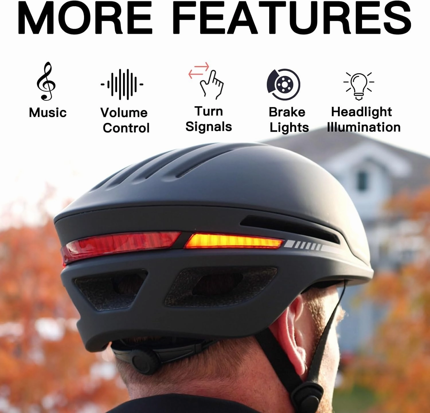 Bike Helmet with Bluetooth, Smart Bike Helmet for Adults Men Women with Built-in Speakers, Auto Brake Blinker, Front and Rear LED Turn Signals Remote Control, Smart Cycling Helmet.
