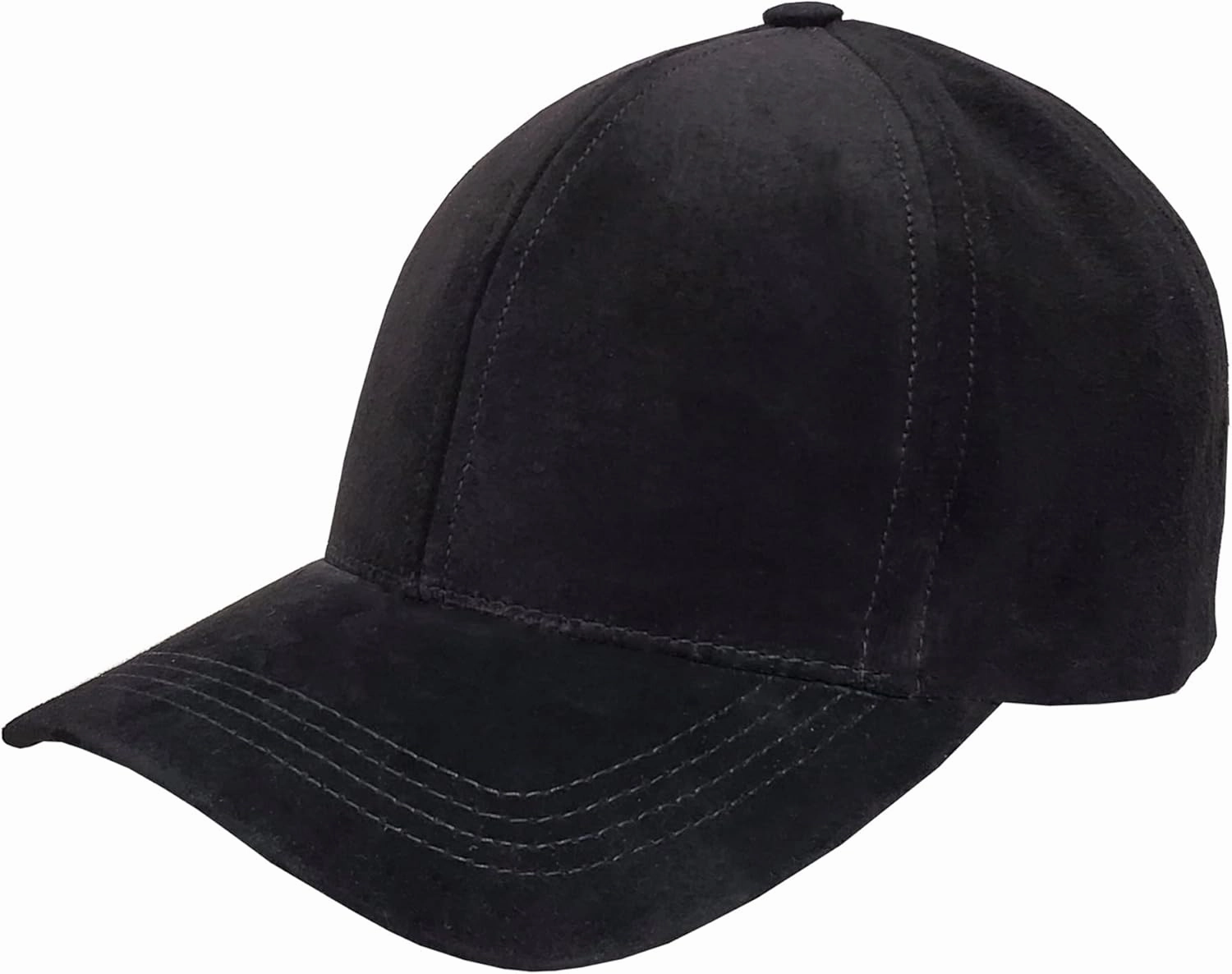 Black Suede Leather Adjustable Baseball Cap Hat Made in USA (One Size)