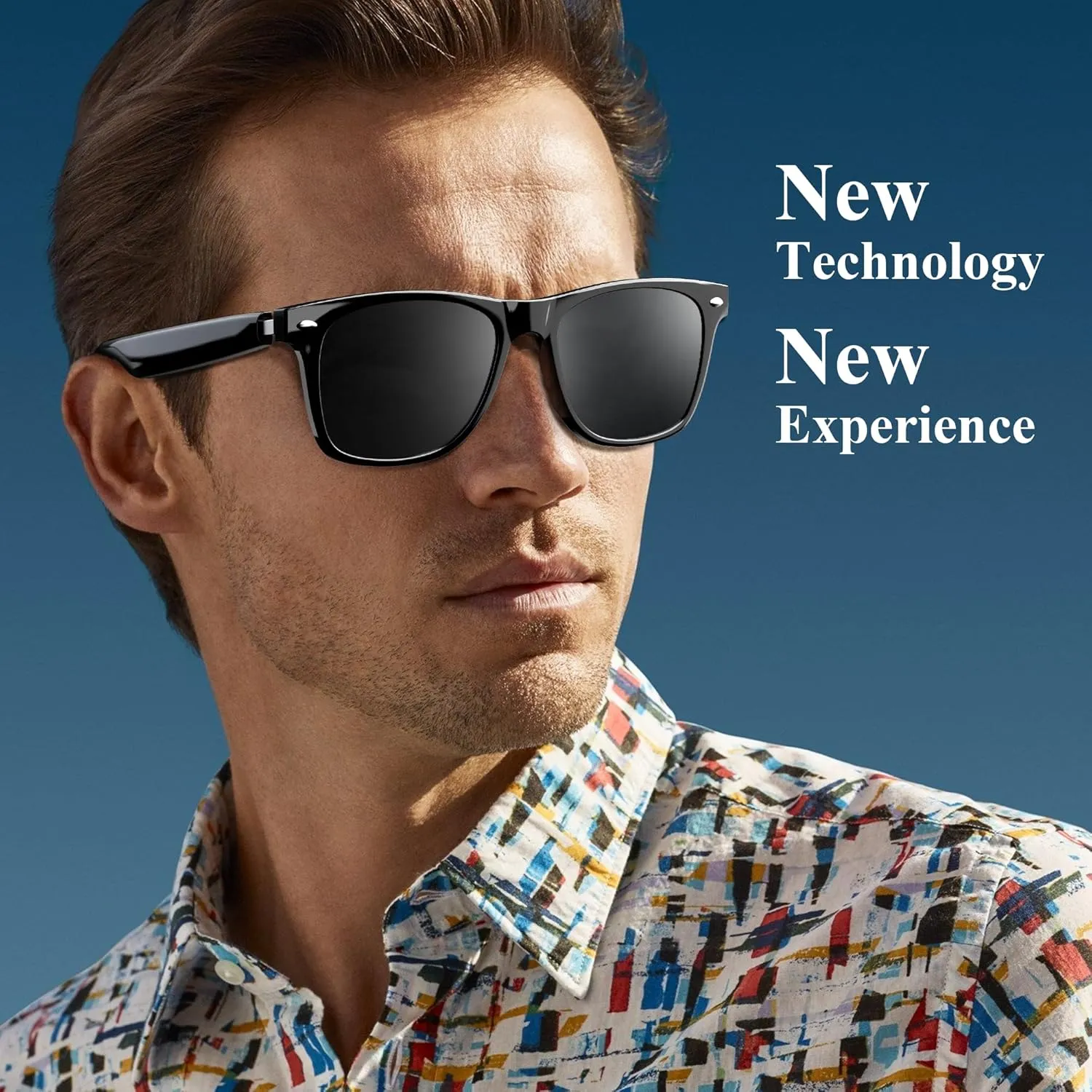 Blackview Smart Glasses, 5.0 Bluetooth Sunglasses with Open Ear Speaker, Voice Assistant Compatible, Blue Light Blocking Lens