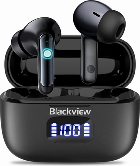 Blackview AirBuds 8 True Wireless Earbuds, Active Noise Cancellation, 56H Playtime, Bluetooth 5.3 HiFi, IPX7 Waterproof in Ear Sports Earbuds, Smart Touch Control, LED Power Display for Android iOS