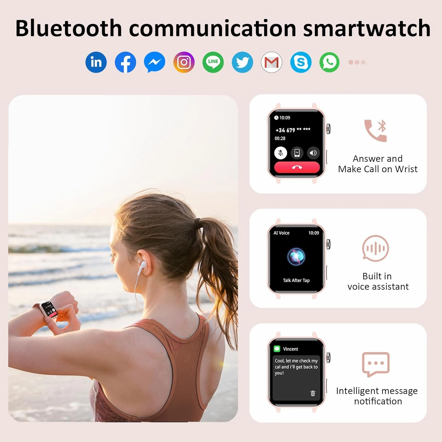 Blackview Smart Watches for Women(Make and Answer Calls),1.85''HD Screen Fitness Tracker Watch,100  Sport Modes,SpO2/Heart Rate/Sleep Monitor for Android iPhone
