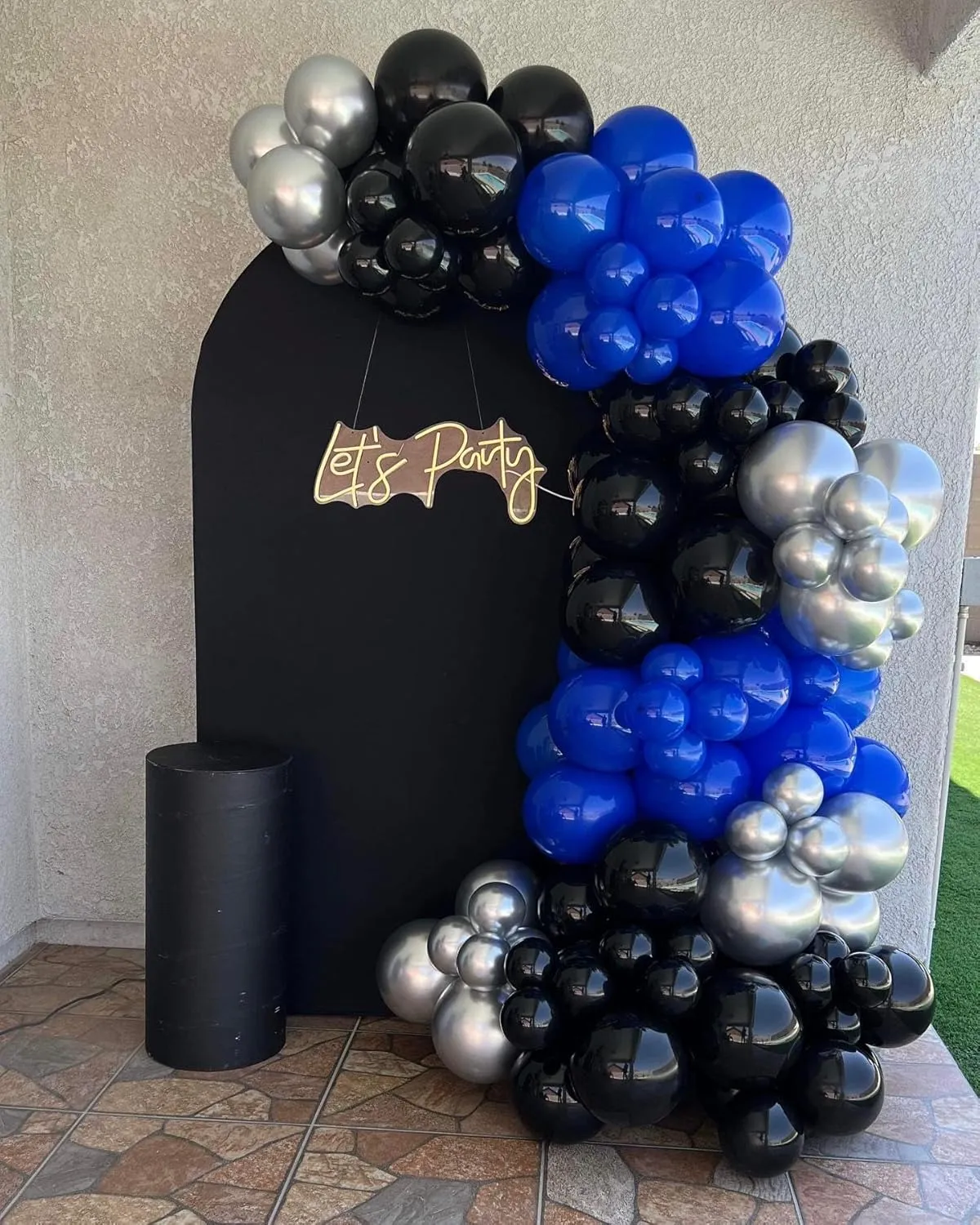 Blue and Black Balloon Arch Kit, 201Pcs Explosion Star Royal Blue Metallic Sliver Black Balloon Garland kit, Different Size Balloons for Anniversary Birthday Graduation Prom Party Decorations