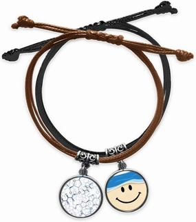 blue checal molecular structure bracelet hand chain leather sling fwristband