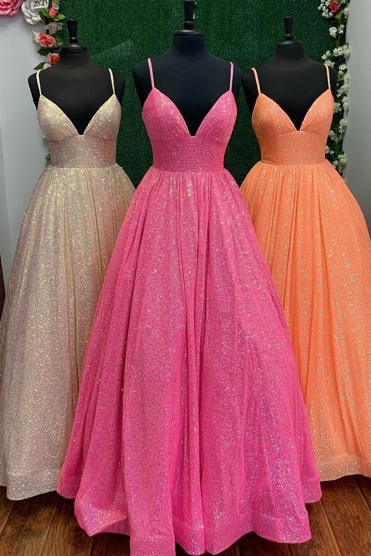 Blue Shiny A-line Empire Long Prom Gown