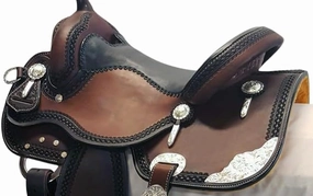 BNB International Western Barrel Racing Horse Saddles Trail Equestrian Pony & Adult Classic Quality Premium Leather for Horse Riding Size:10-18 inches Seat Available BRL209