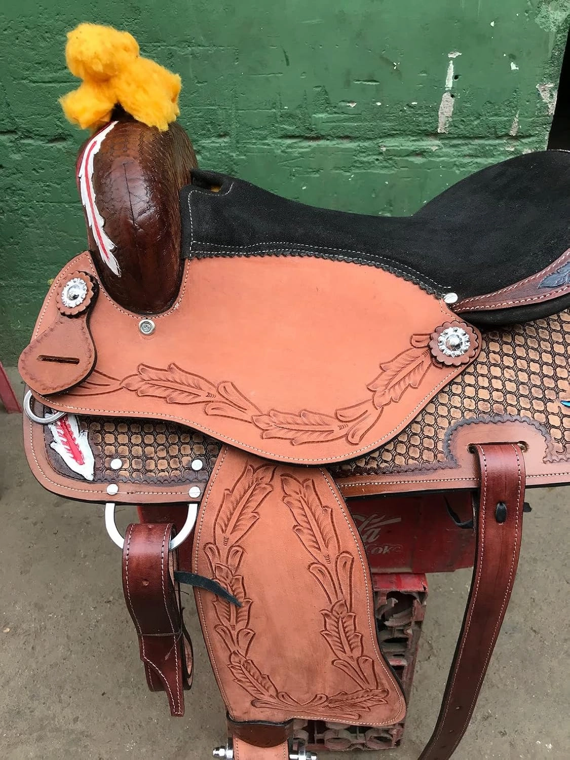 BNB International Western Barrel Racing Horse Saddles Trail Equestrian Pony & Adult Classic Quality Premium Leather for Horse Riding Size:10-18 inches Seat Available BRL265