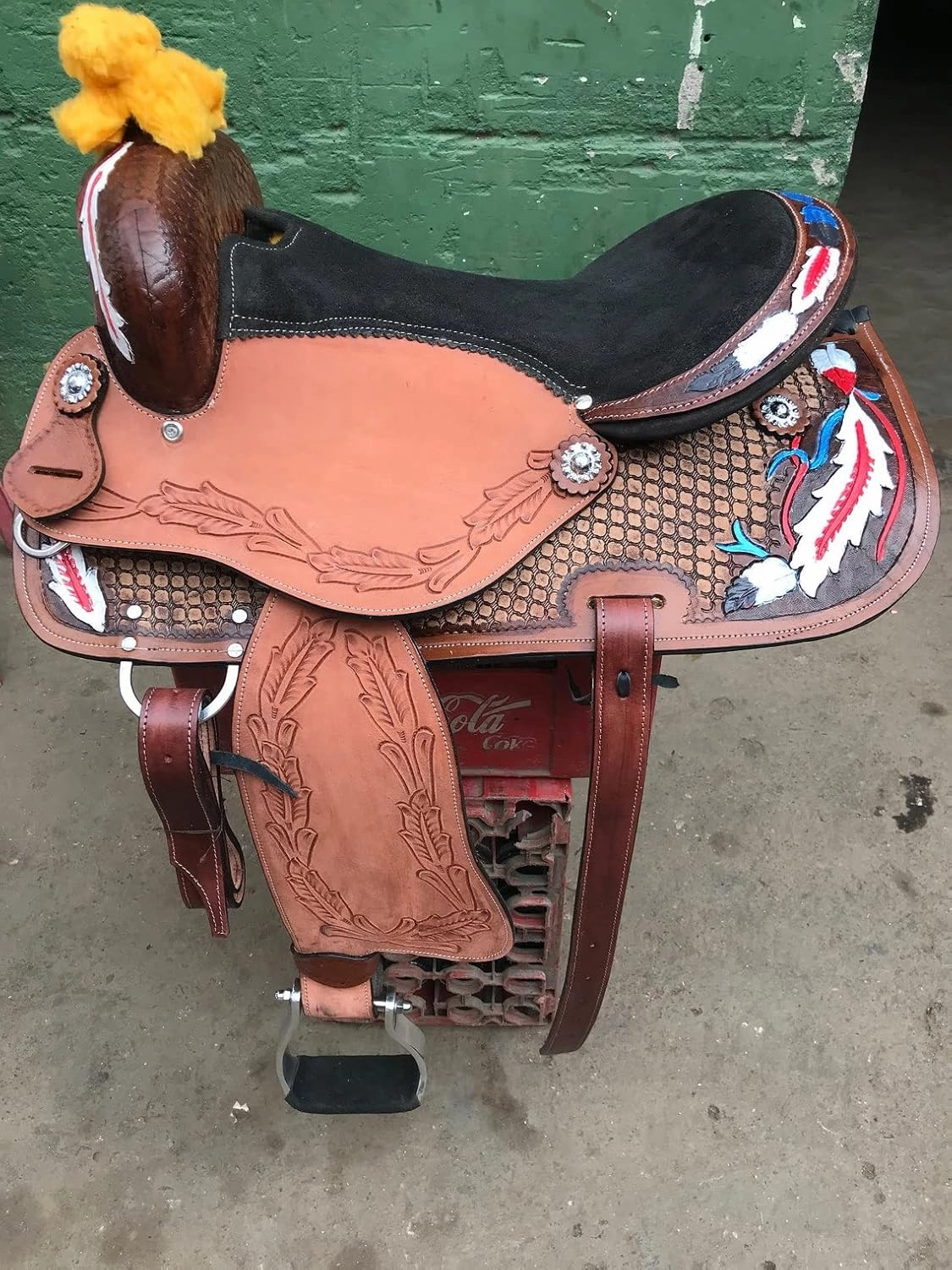 BNB International Western Barrel Racing Horse Saddles Trail Equestrian Pony & Adult Classic Quality Premium Leather for Horse Riding Size:10-18 inches Seat Available BRL265