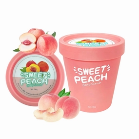 Body Scrubber Organic Vegan Skincare Dead Skin Exfoliation Natural Salt Peach Fragance Clear Fruit Moisturizing Exfoliating Body Hand Foot Scrub Elitzia ETPHO1