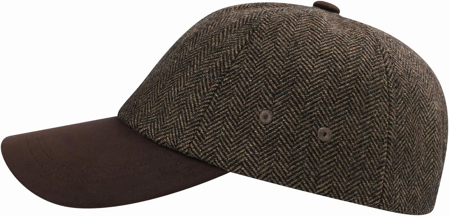 BOTVELA Wool Baseball Cap for Men Adjustable Unstructured Tweed Hat