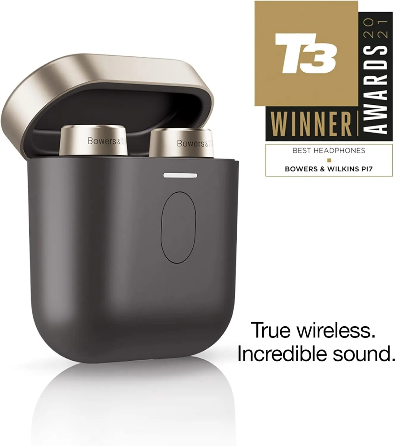 Bowers & Wilkins Pi7 in-Ear True Wireless Headphones, 6 Built-in Mics, Bluetooth 5.0 Qualcomm aptX & Dual Hybrid Drivers, Adaptive Noise Cancellation, Smart Wireless Charging, Charcoal