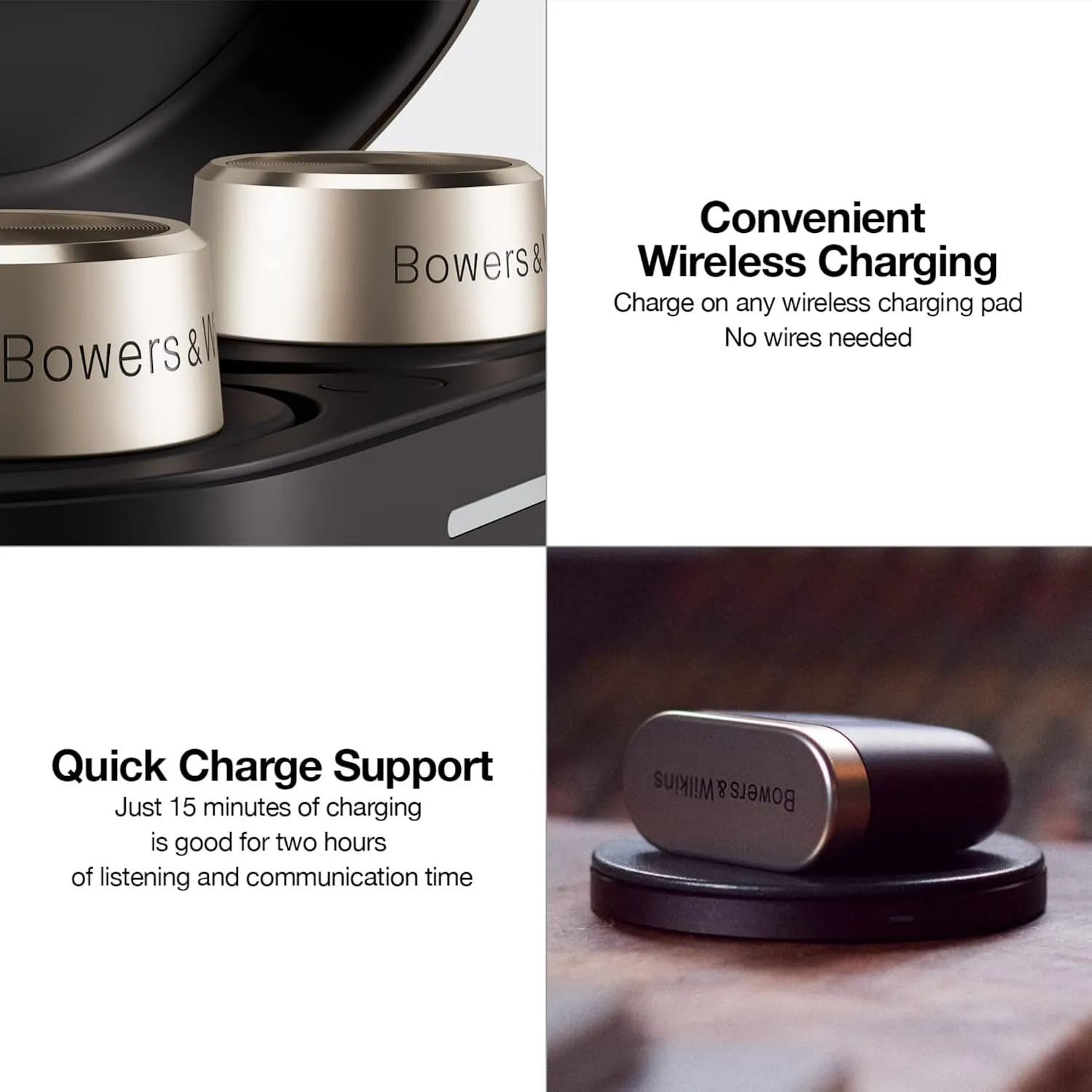 Bowers & Wilkins Pi7 in-Ear True Wireless Headphones, 6 Built-in Mics, Bluetooth 5.0 Qualcomm aptX & Dual Hybrid Drivers, Adaptive Noise Cancellation, Smart Wireless Charging, Charcoal