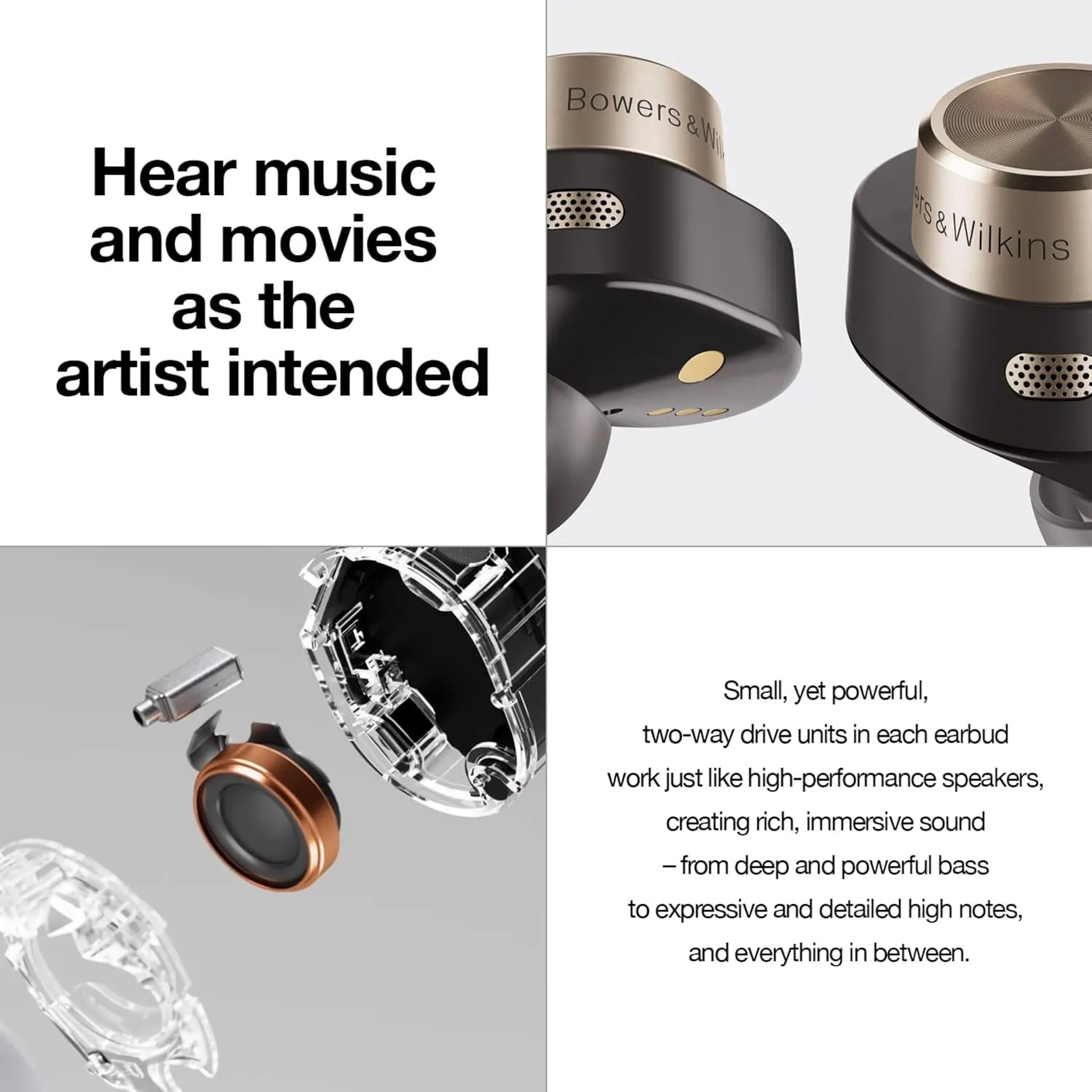 Bowers & Wilkins Pi7 in-Ear True Wireless Headphones, 6 Built-in Mics, Bluetooth 5.0 Qualcomm aptX & Dual Hybrid Drivers, Adaptive Noise Cancellation, Smart Wireless Charging, Charcoal
