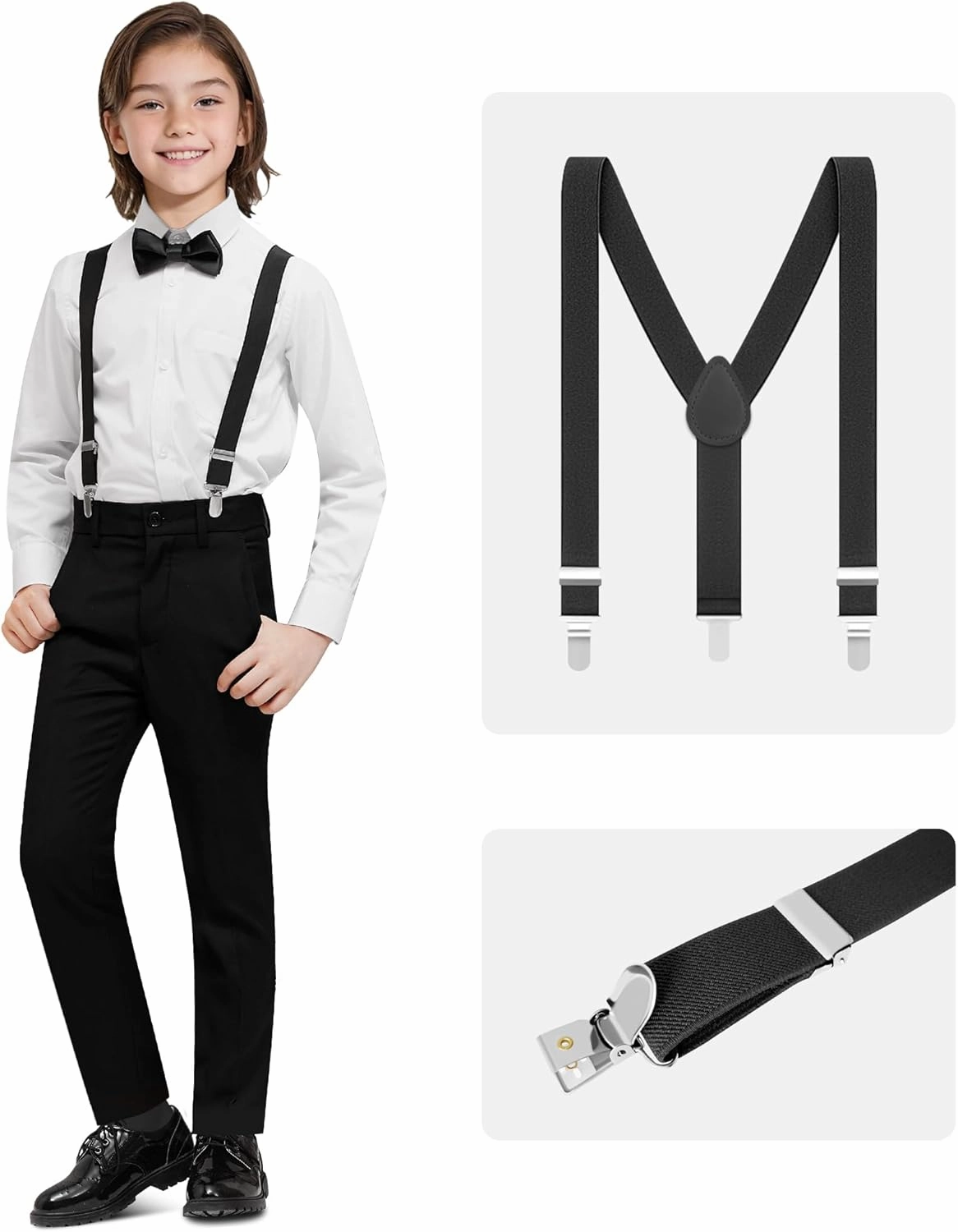 Boys' Formal Suit Set, with Suspenders, Adjustable Waist