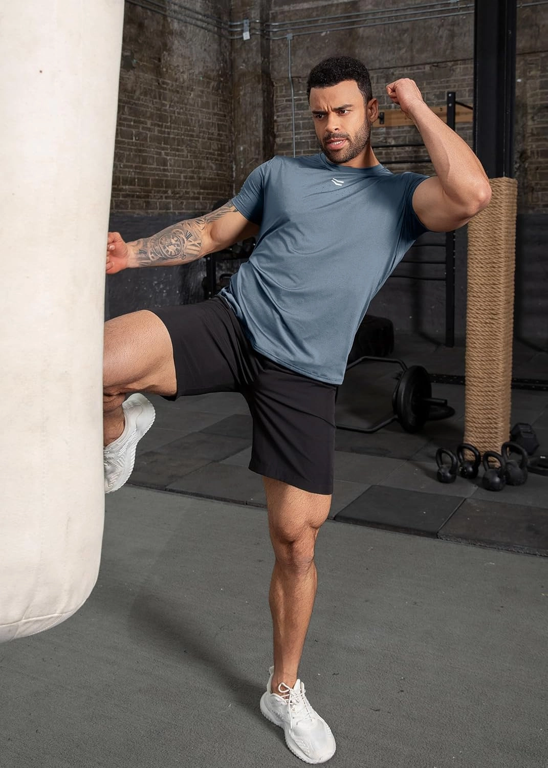 Boyzn Men's Reflective Stripe & Perforated Breathable T-Shirt - Moisture Wicking Quick Dry Gym Shirt for Running, Basketball