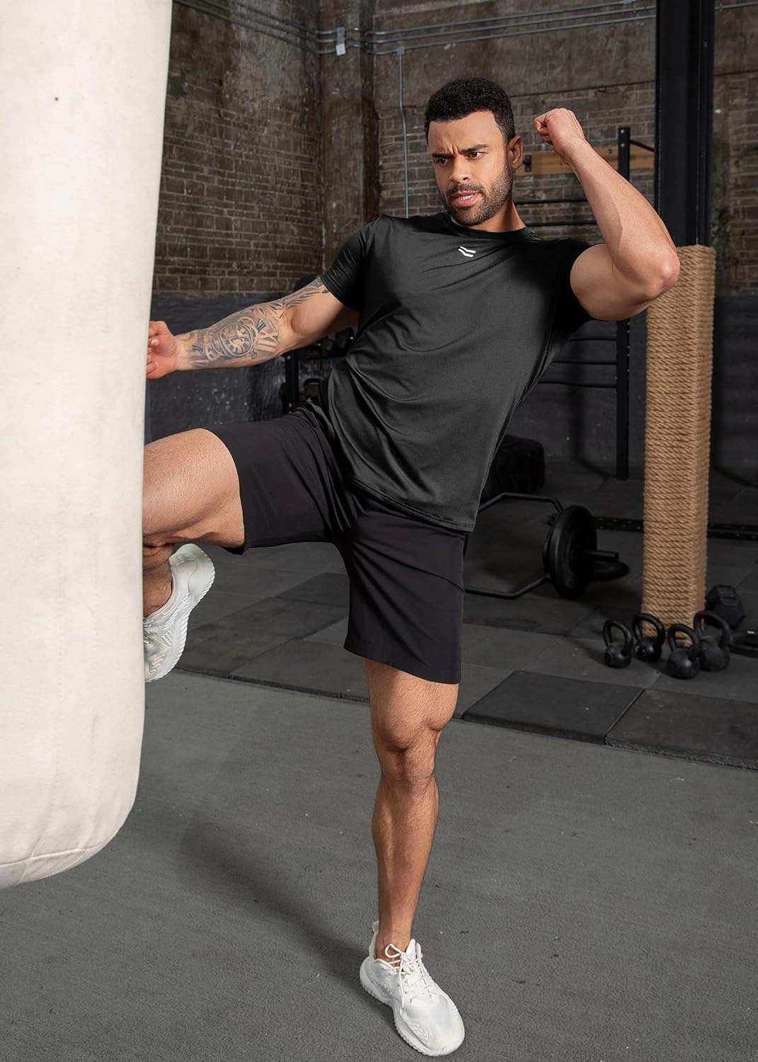 Boyzn Men's Reflective Stripe & Perforated Breathable T-Shirt - Moisture Wicking Quick Dry Gym Shirt for Running, Basketball