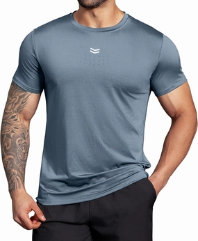 Boyzn Men's Reflective Stripe & Perforated Breathable T-Shirt - Moisture Wicking Quick Dry Gym Shirt for Running, Basketball