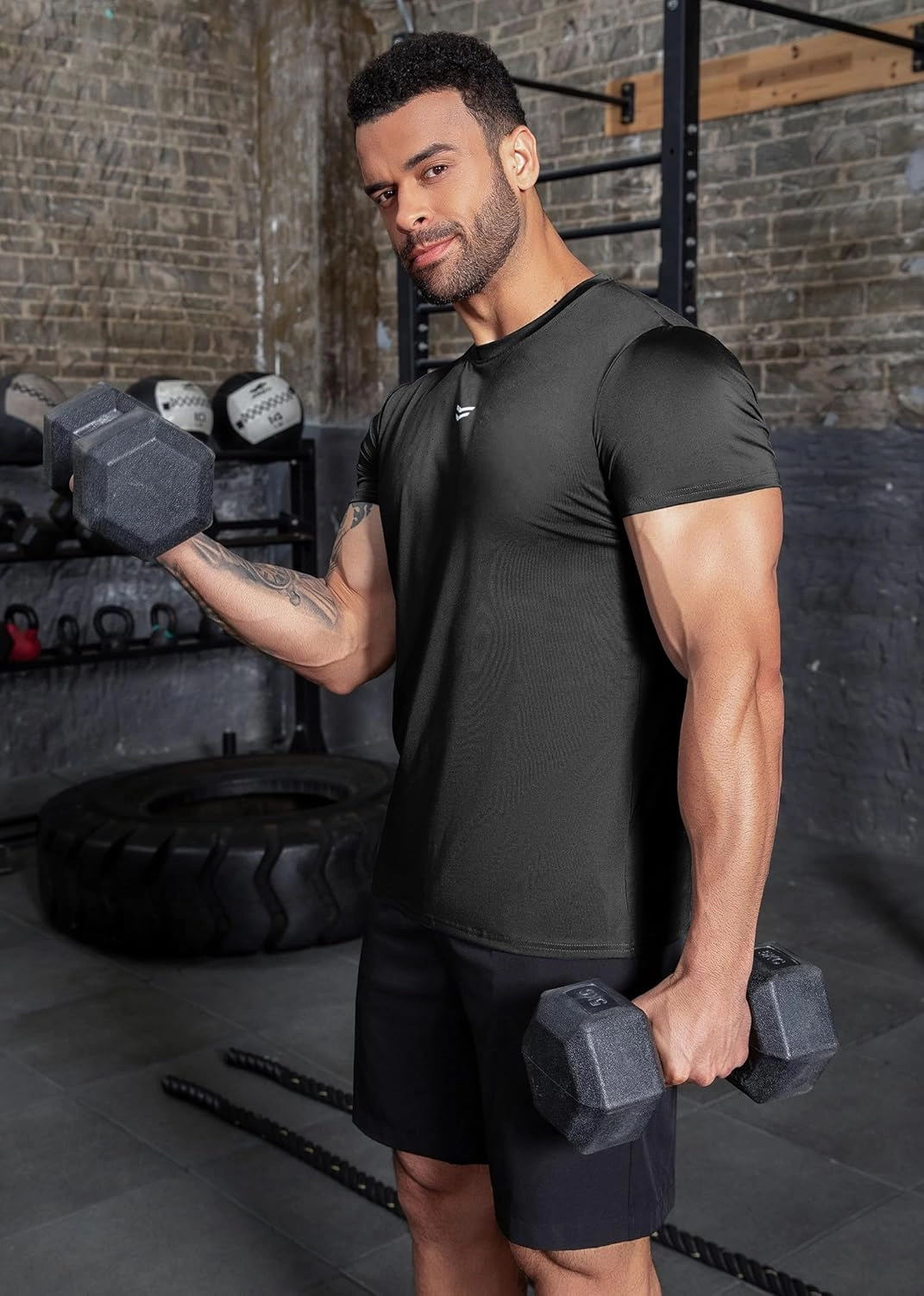 Boyzn Men's Reflective Stripe & Perforated Breathable T-Shirt - Moisture Wicking Quick Dry Gym Shirt for Running, Basketball