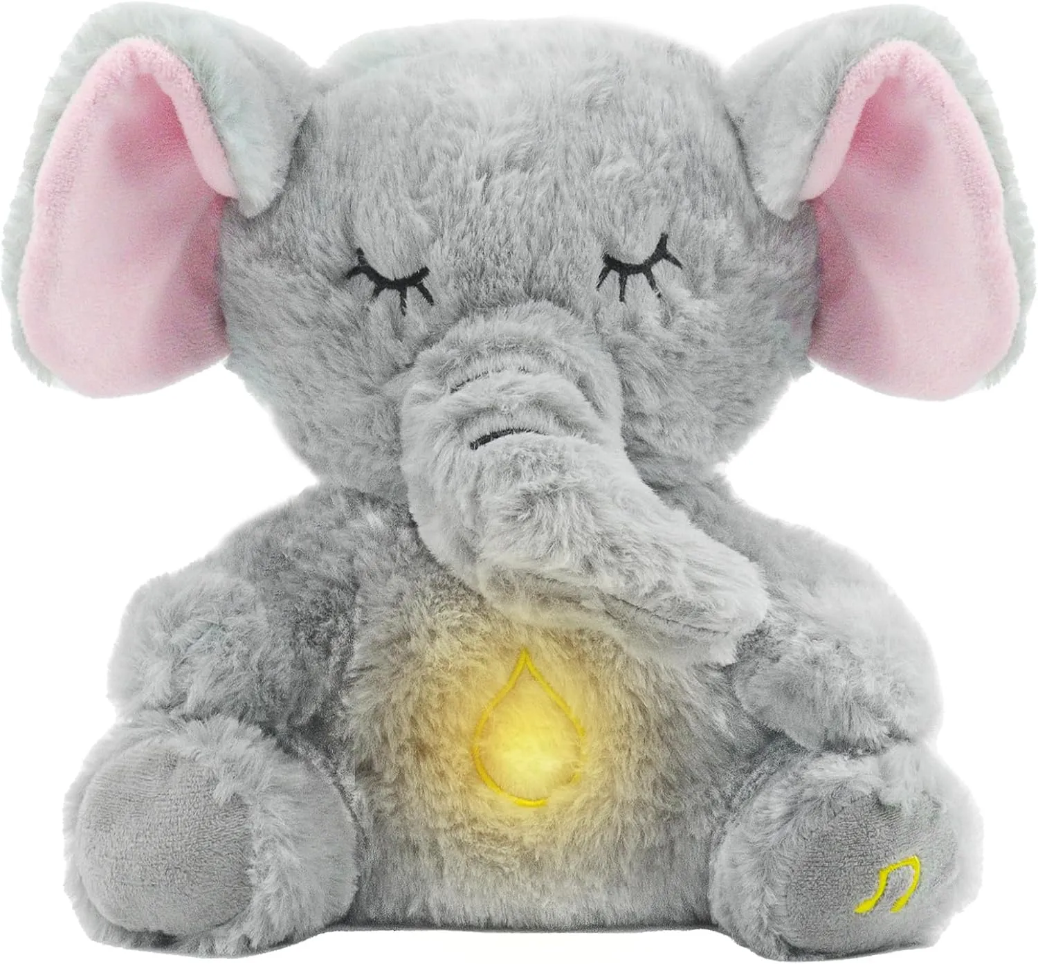 Breathing Elephant, Breathing Stuffed Animal, Rhythmic Breathing Motion with Music Lights & Breathing Motion for Newborns 0  Months, Perfect for Relieving Baby Quiet, Gray