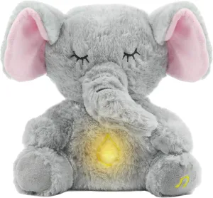 Breathing Elephant, Breathing Stuffed Animal, Rhythmic Breathing Motion with Music Lights & Breathing Motion for Newborns 0  Months, Perfect for Relieving Baby Quiet, Gray