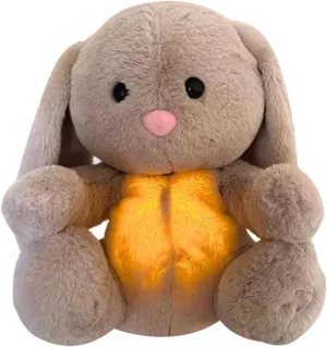 Breathing Stuffed Animal, Soothing Breathing Stuffed Animal Rabbit for Anxiety Adults and Kids Breathing Lights and Sound Machine with Realistic Breathing Easter My Bunny Toy