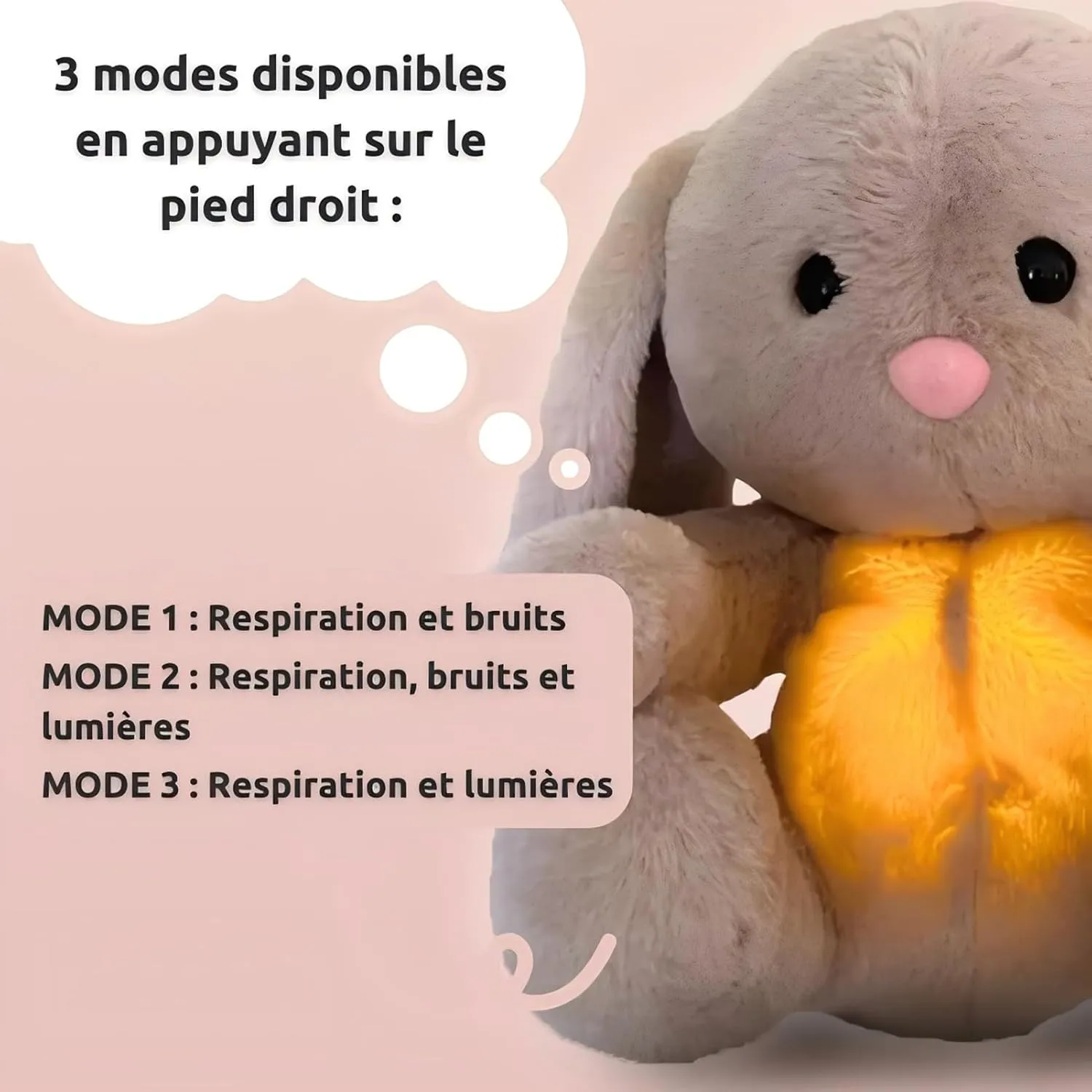 Breathing Stuffed Animal, Soothing Breathing Stuffed Animal Rabbit for Anxiety Adults and Kids Breathing Lights and Sound Machine with Realistic Breathing Easter My Bunny Toy