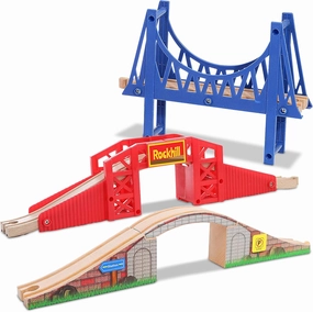 Bridge Accessory Train Set: Suspension, Overpass and Arch Bridge Set Compatible with All Major Toy Trains Railway Expansion Accessories, Toy Train Track Accessory