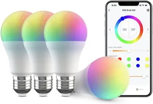 Broadlink FastCon Smart Bulb LB4E26 4-Pack, Color Changing with Music Sync, A19/E26/9W/800LM/110V, Compatible with Alexa and Google Home, GW4C Hub Required