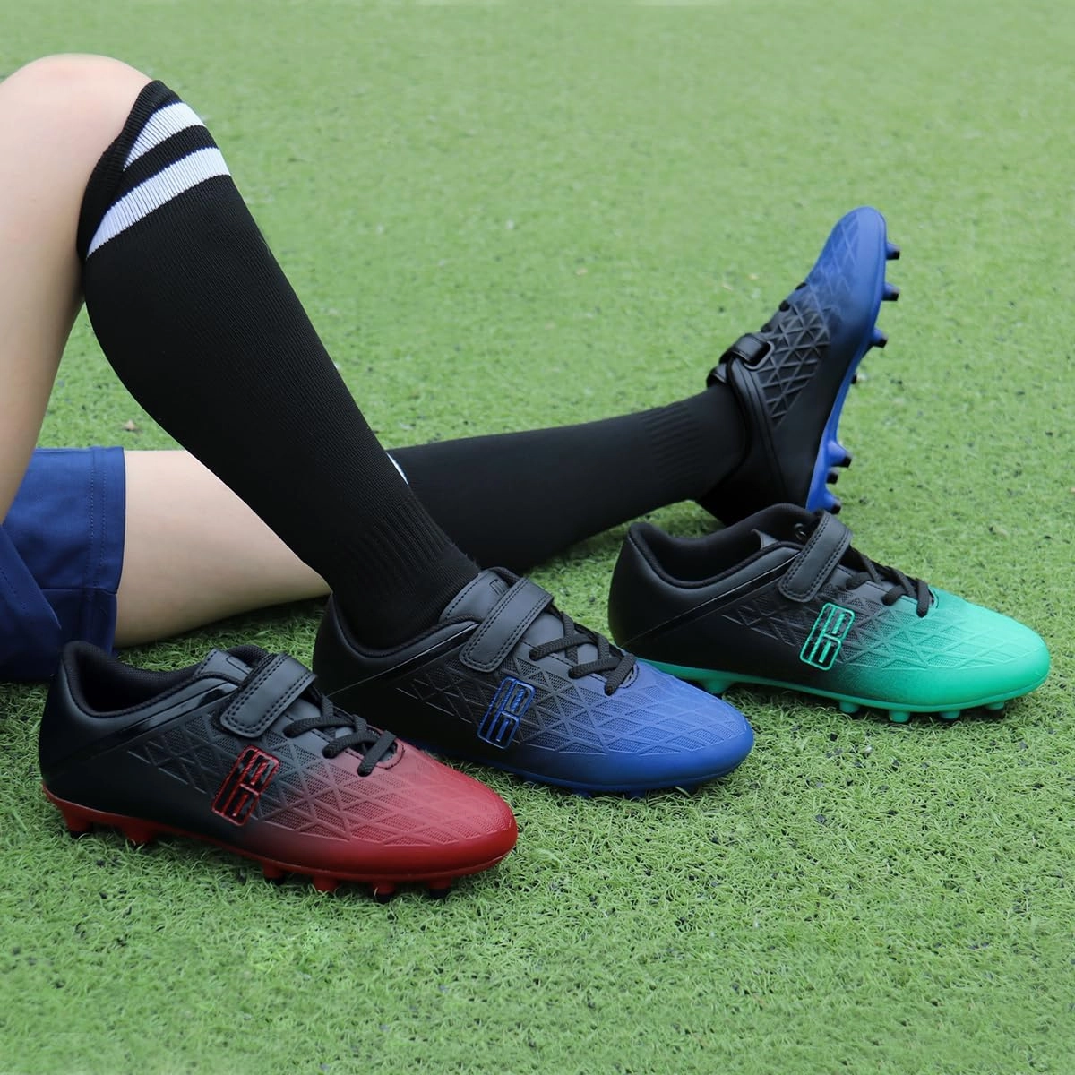 brooman Kids Firm Ground Soccer Cleats Boys Girls Athletic Outdoor Football Shoes