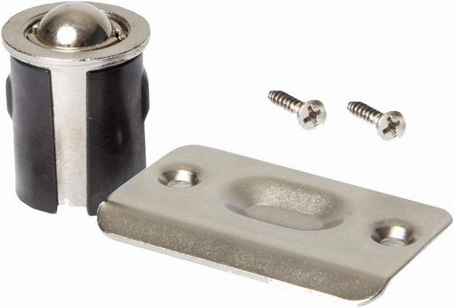 Brushed Nickel Closet Door Drive-in Ball Catch with Strike Plate (6 Pack, Satin Nickel)