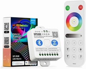 BTF-LIGHTING SP530E WiFi Alexa Bluetooth Controllers 4 Zones 2.4GHz RF RB3 Remote Kit Support FCOB COB SMD PWM or SPI RGB RGBW LED Strip WS2811 WS2812B WS2814 WS2815 SK6812 IC etc DC5V DC12V DC24V