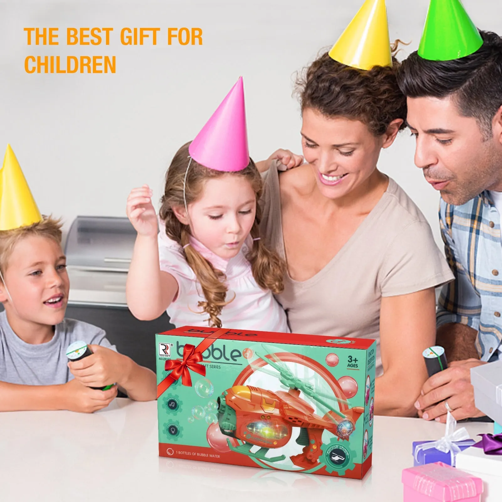 Bubble Gun Bubble Machine for Toddlers, 2000  Bubbles Per Minute, Helicopter Bubble Maker with Light and Music, for Kids Summer Outdoor Toys, Birthday Gifts  YJ