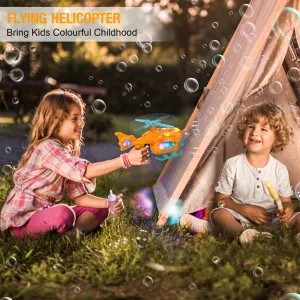Bubble Gun Bubble Machine for Toddlers, 2000  Bubbles Per Minute, Helicopter Bubble Maker with Light and Music, for Kids Summer Outdoor Toys, Birthday Gifts  YJ