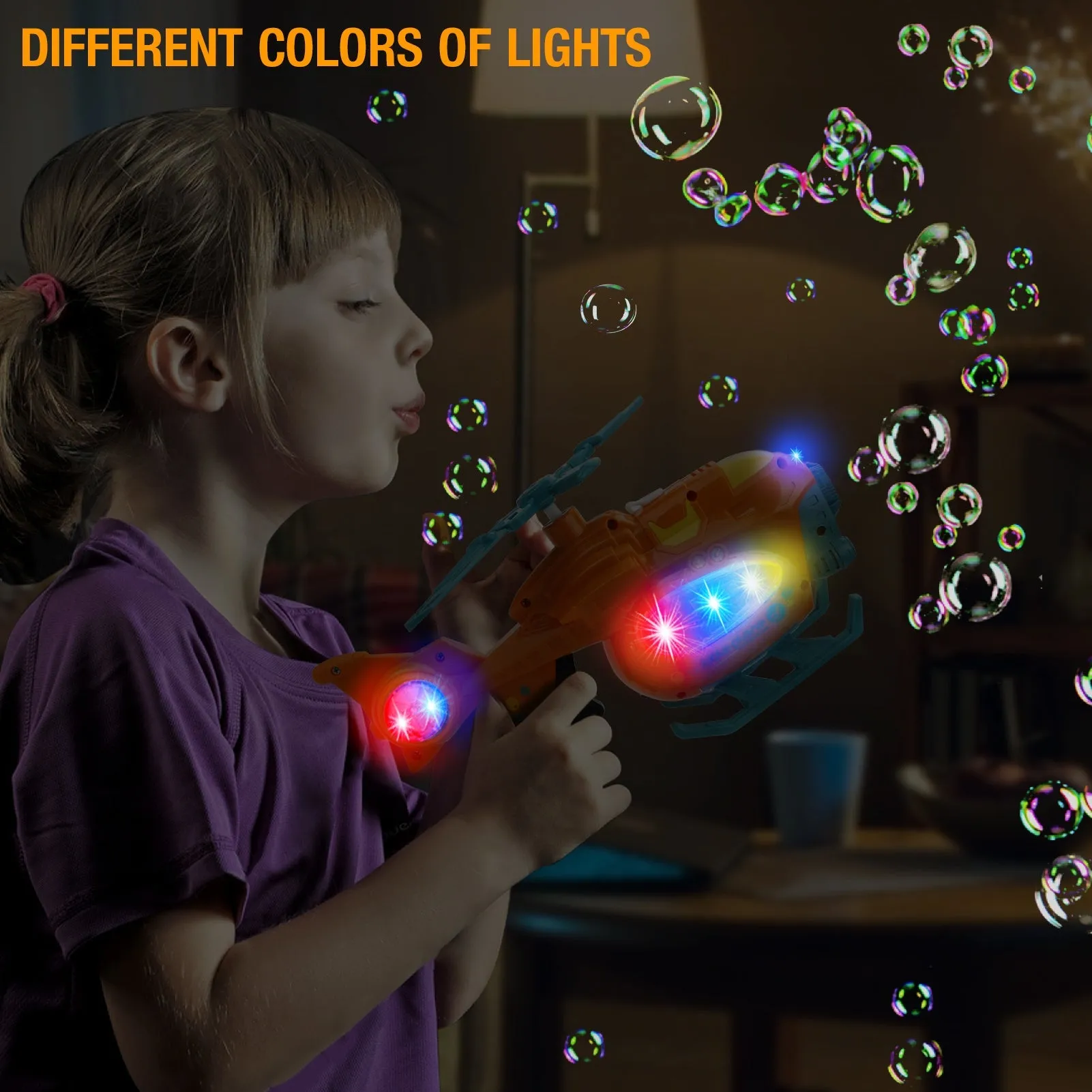 Bubble Gun Bubble Machine for Toddlers, 2000  Bubbles Per Minute, Helicopter Bubble Maker with Light and Music, for Kids Summer Outdoor Toys, Birthday Gifts  YJ
