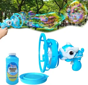 Bubble Machine Gun for Kids Toddlers Bubble Gun with Bubble in Giant Bubble Design Bubble Blower Indoor Outdoor Toys Wedding Party Birthday Gifts for Boys Girls Age 3  (Blue)