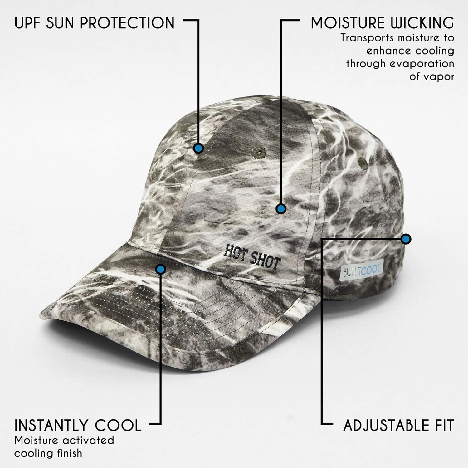 BUILTCOOL Adult Cooling Baseball Hat – Men & Women Moisture Wicking, Mesh Back, Lightweight, Performance Ball Cap