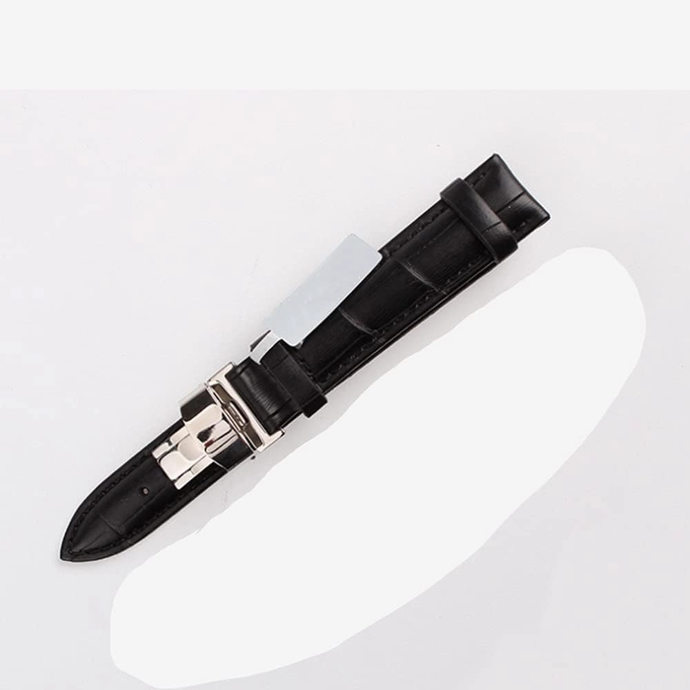 Butterfly Buckle Folding Leather Watch with 24/22/21/21/20/19/18/16/14mm Men's and Women's Universal Straps