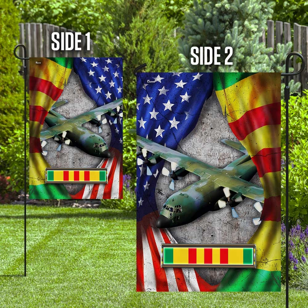 C-130 Helicopter Never Forget Vietnam War Flag DBD2687Fv4